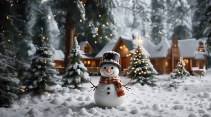 Obraz premium Christmas background. Christmas card with Christmas tree on night snowy background.