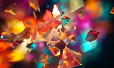 Exploding Crystal Shard Symphony: A vibrant, abstract depiction of shattered gems. - Powered by Adobe