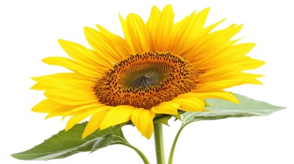 Obraz premium vibrant sunflower with bright yellow petals and green leaves