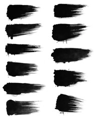 Fototapeta premium Brush strokes, paintbrush set, grunge design elements isolated on white