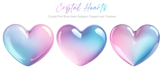 crystal pink blue hearts glass shiny png clipart cutout transparent isolated