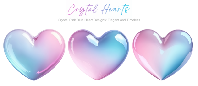 crystal pink blue hearts glass shiny png clipart cutout transparent isolated