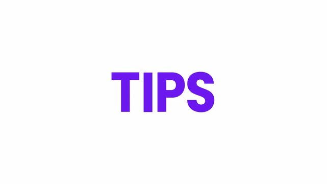Tips Text Animation. Alpha matte with transparent background 4K resolution.