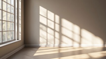 Obraz premium Interior room with window and wooden floor