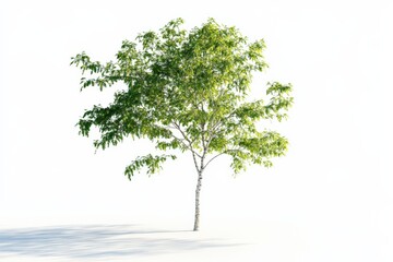 Obraz premium a solitary tree with lush green leaves on a white background