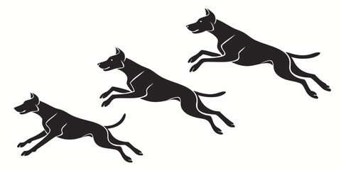 Obraz premium Dogs running side view vector black silhouettes. 