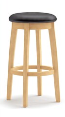 Stylish wooden bar stool design showcasing elegance and comfort from front and side views on a clean white background