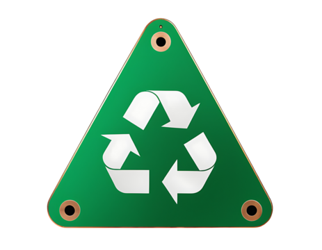 Green triangular recycling symbol with three arrows, perfect for environmental campaigns, waste management projects, or promoting eco-conscious practices. (Transparent PNG)