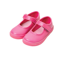 Pink shoes for little girls, isolated on a transparent background.
