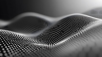 Abstract grayscale undulating wave pattern of dots