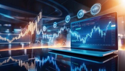 Obraz premium Cutting-Edge Digital Trading Workstation with Real-Time Analytics and Advanced Market Insights