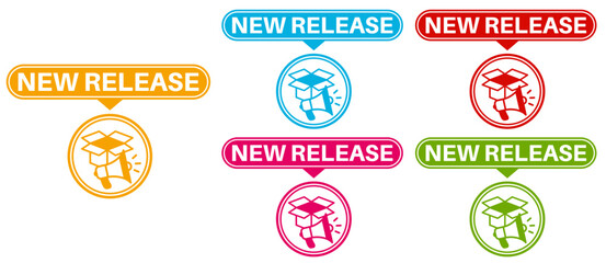 Obraz premium set new release sign icon. new product design label sticker banner template vector illustration