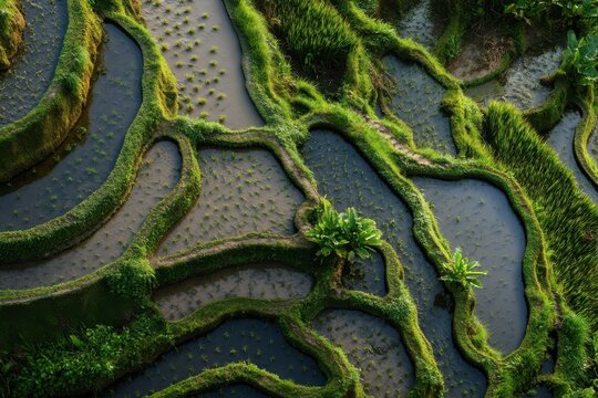 close up of rice terraces