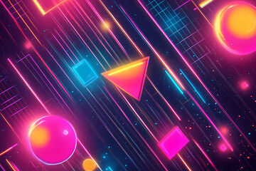 Retro 80s Background with Neon Colors and Abstract Shapes