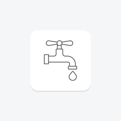 Fototapeta premium Water Tap thinline icon , vector, pixel perfect, illustrator file