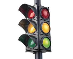 3d render Traffic light on white   background illustrating rules transparent background.png