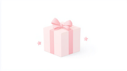 Fototapeta premium Pink Present with Bow: A delicate pink gift box with a matching ribbon, adorned with tiny stars, evokes a sense of joy, celebration, and anticipation. 