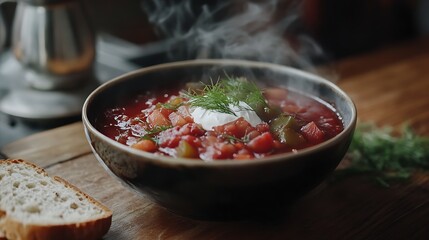 Russian Borscht in a Cozy Setting