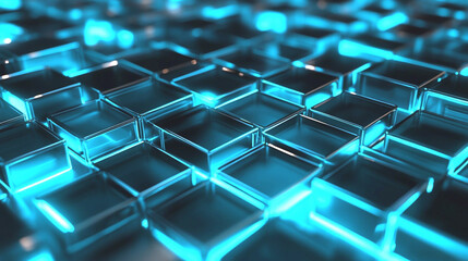 Fototapeta premium Neon grid lines in a 3D abstract style with glowing accents 