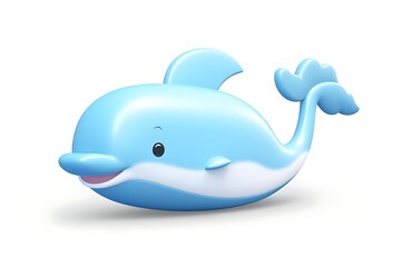 A cute, cartoon-style blue dolphin with a friendly expression.