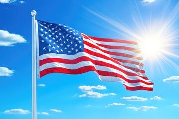 Obraz premium American flag waving in wind