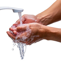 Fototapeta premium washing hands with soap and water