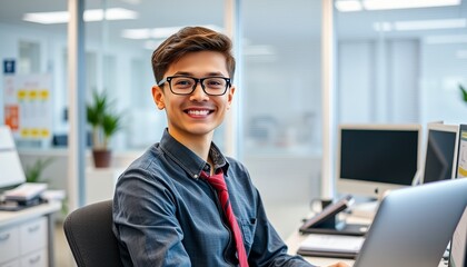 Fototapeta premium Photo of a handsome male businessman in his office