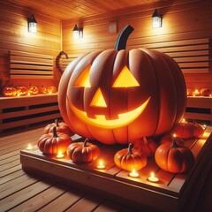 Sauna Pumpkin A sauna shaped like a pumpkin offering a festive a