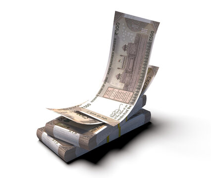 Stack indian 500 rupee bill 3d rendering mette alpha ready
