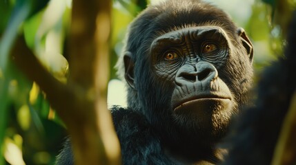Fototapeta premium Majestic Gorilla in a Lush Green Environment