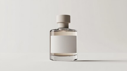 Naklejka premium A minimalist perfume bottle with a blank label for customization.