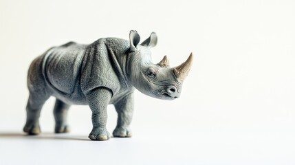 Obraz premium A detailed toy rhinoceros figurine on a white background.