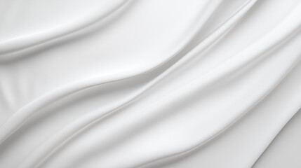 Fototapeta premium White Silk Drape: Smooth, flowing lines of luxurious white silk, creating a backdrop of elegance and sophistication. Soft, delicate folds and ripples, highlighting the texture and sheen of the fabric.