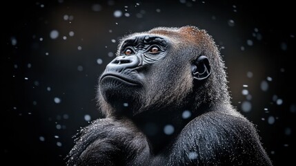 Fototapeta premium Majestic Gorilla in Snowy Environment