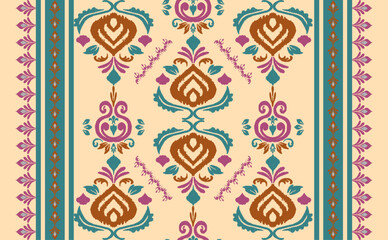 Geometric ethnic oriental ikat pattern traditional Design for background,carpet,wallpaper,clothing,wrapping,Batik,fabric,Vector illustration.embroidery style.