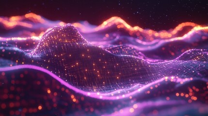 Naklejka premium Abstract Colorful Waves with Glowing Points and Lines