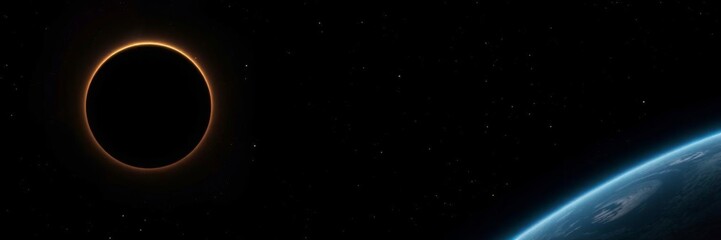 Mystical image of a lunar eclipse highlighting the planet Earth with a halo effect, showcasing the wonders of space exploration, dark, planet Earth