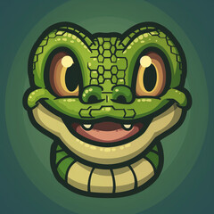cartoon snake funny face with smile 8-bit style 