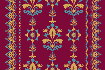 Geometric ethnic oriental ikat pattern traditional Design for background,carpet,wallpaper,clothing,wrapping,Batik,fabric,Vector illustration.embroidery style.