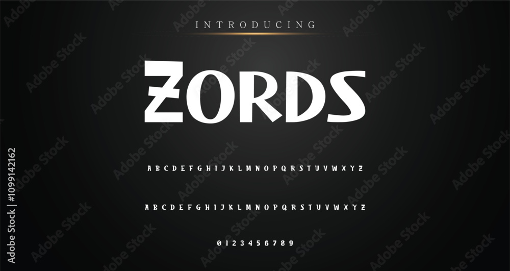 Fototapete modern playful alphabet letter and number set. funky font or typography. vector bold font for poster