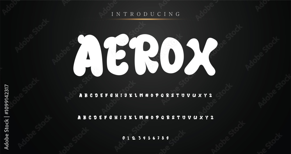 Fototapete modern playful alphabet letter and number set. funky font or typography. vector bold font for poster