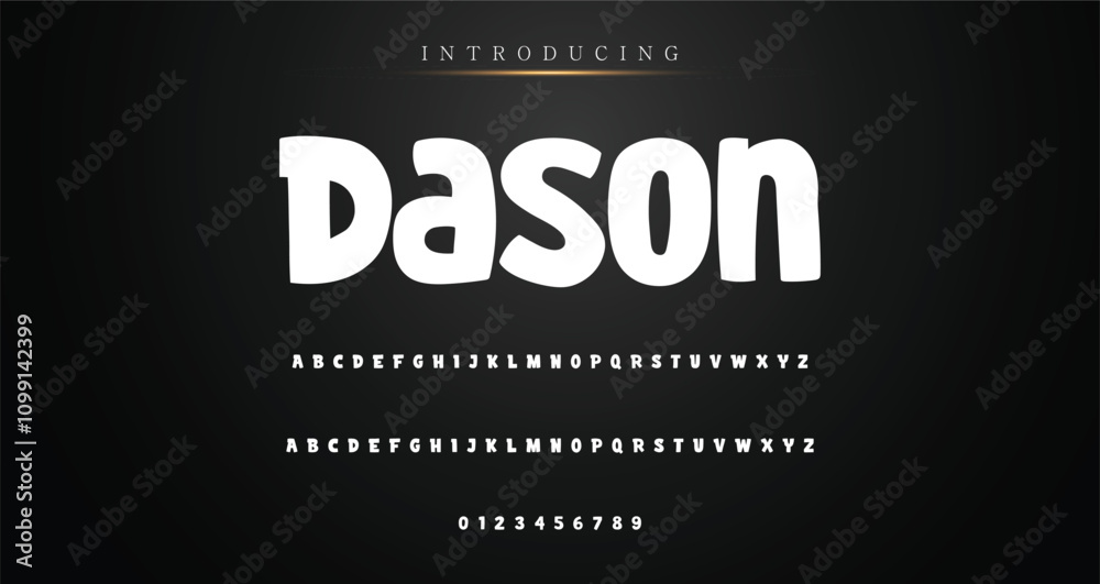 Fototapete modern playful alphabet letter and number set. funky font or typography. vector bold font for poster