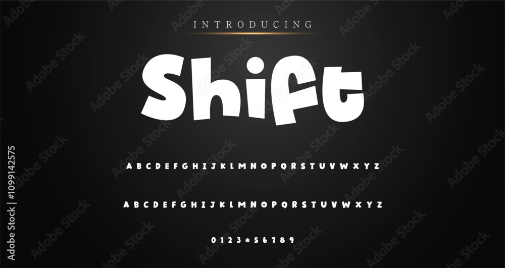 Fototapete modern playful alphabet letter and number set. funky font or typography. vector bold font for poster