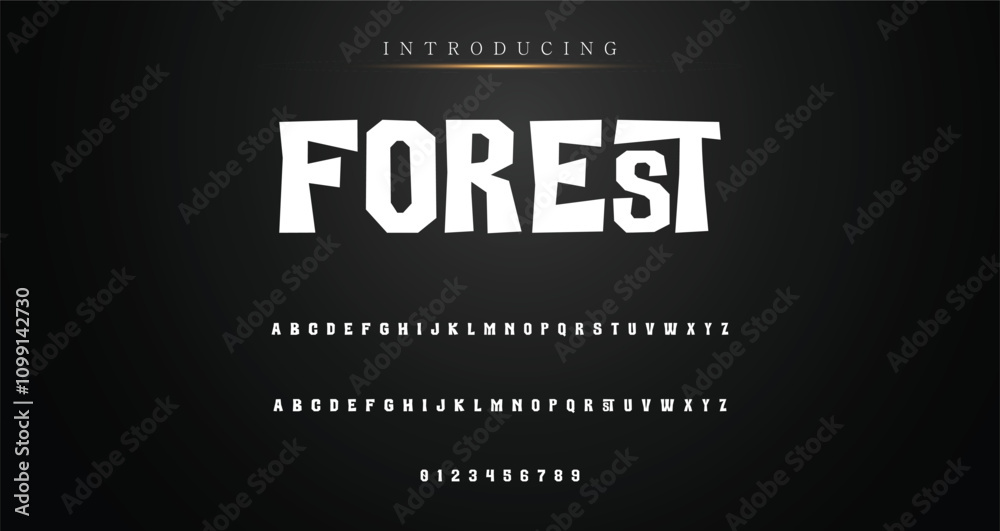 Fototapete modern playful alphabet letter and number set. funky font or typography. vector bold font for poster