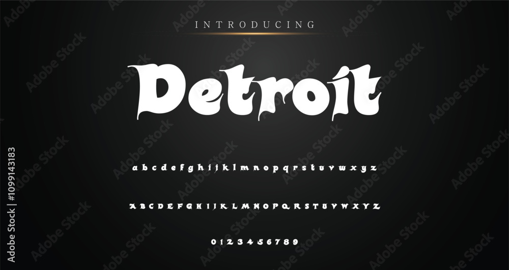 Fototapete modern playful alphabet letter and number set. funky font or typography. vector bold font for poster