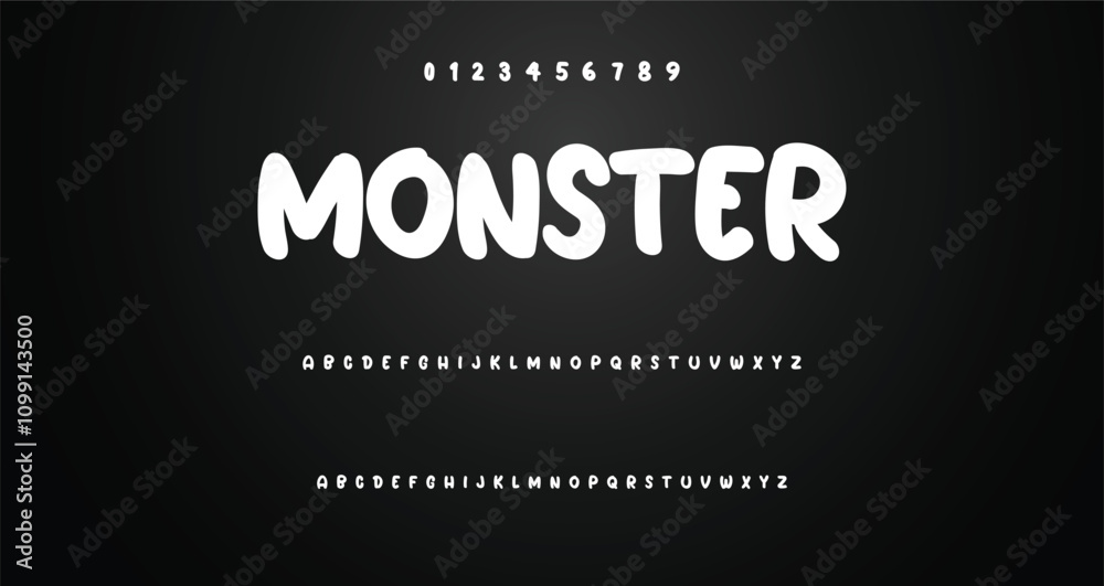 Fototapete modern playful alphabet letter and number set. funky font or typography. vector bold font for poster