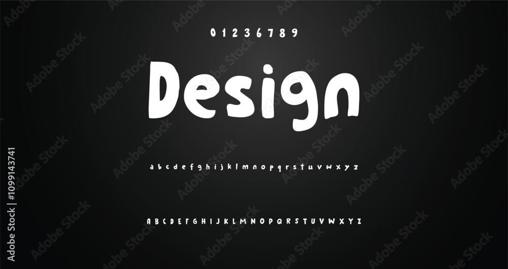 Fototapete modern playful alphabet letter and number set. funky font or typography. vector bold font for poster