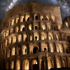 Naklejka premium ローマのコロシアムの夜景