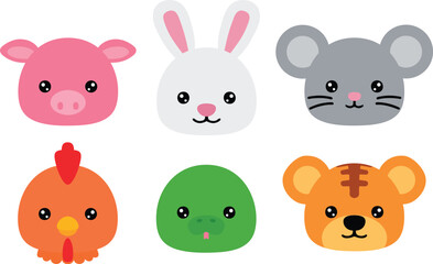 Obraz premium Head Vector of 12 Chinese Zodiac Sign 