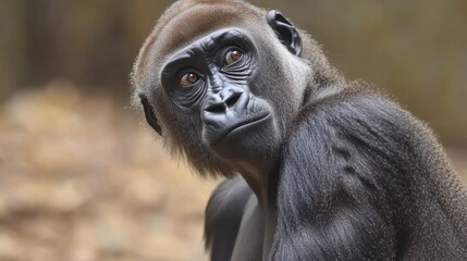 Obraz premium Majestic Gorilla Portrait in Natural Habitat